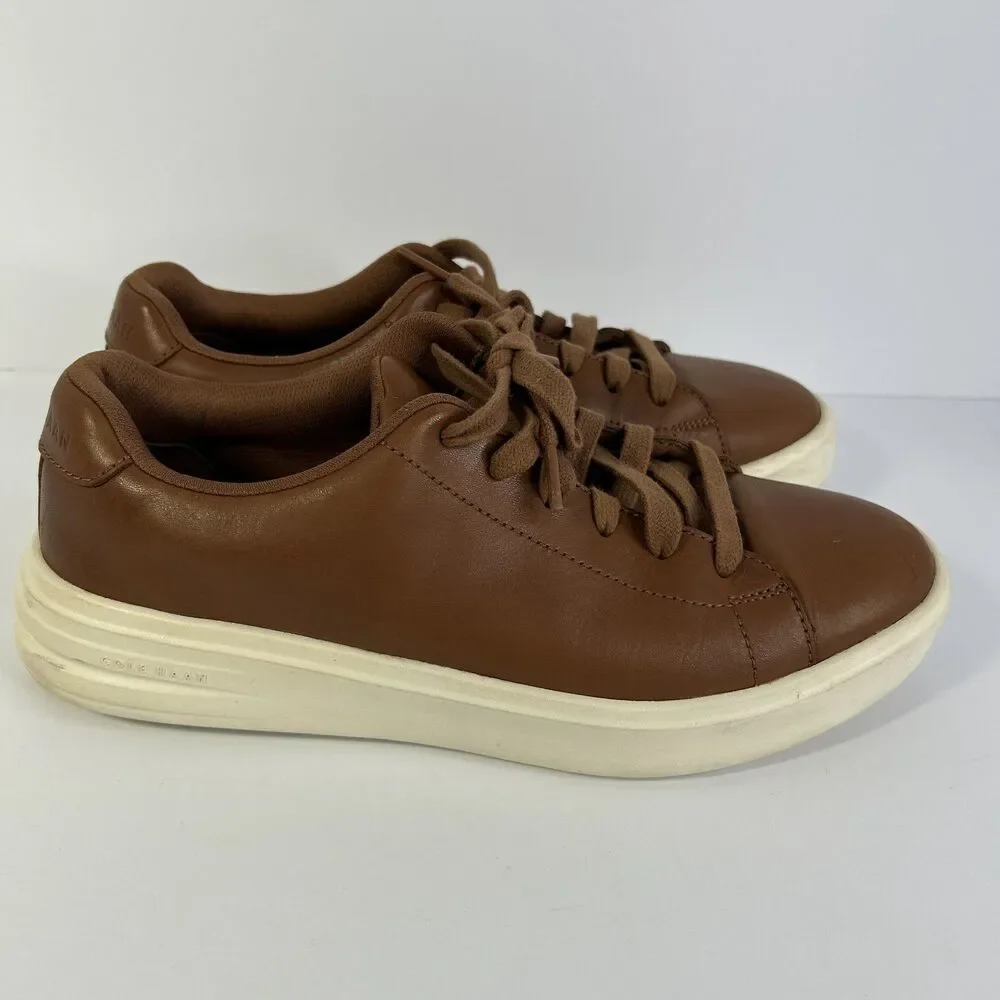 Cole Haan Men's Grand+ Court Sneakers Brown Leather British Tan C39623 Size 7.5
